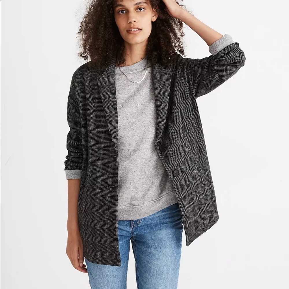Madewell Glen Plaid Knit Oversized Blazer